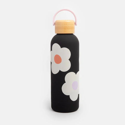 Caroline Gardner Gifts MET112 Multi Flower Charcoal Metal Water Bottle