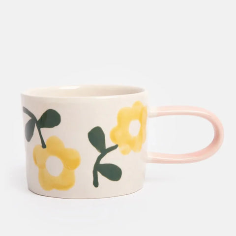 Caroline Gardner Gifts Mgg113 Yellow Flower Print Ceramic Mug