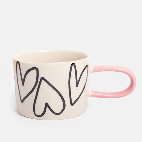 Caroline Gardner Gifts Mgg115 Mono Outline Big Hearts Ceramic Mug