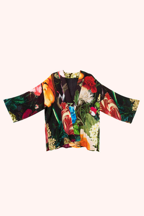 Powder MLK1 Opulant Florals Mid-length Kimono - Chocolate