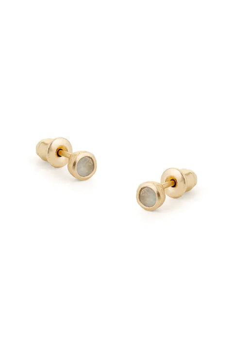 Tutti & Co EA568G Birthstone Stud Earrings Gold - Pearl