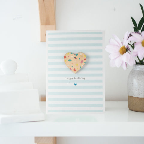 Daisycat Cards MW138 Stripes - Heart Birthday