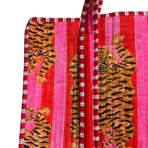 Sixton London Madagascar Velvet Tote Bag Medium In Pink