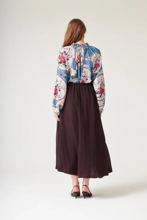One Hundred Stars Magnolia Plates Blue Pussy Bow Blouse