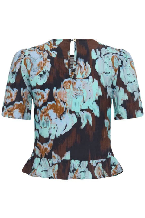 Saint Tropez Malika SS Blouse In Nightsky Shaded Flowers