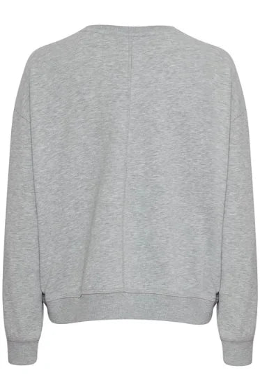 Pulz Mallie LS Sweatshirt In Light Grey Melange