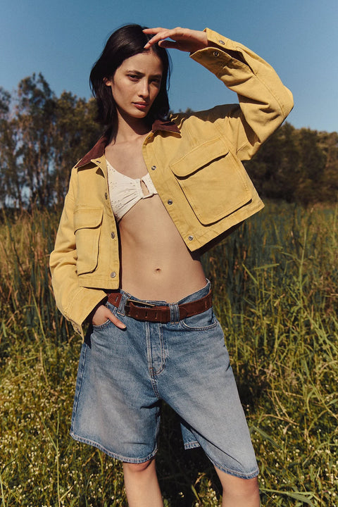 Free People Martha Workwear Jacket In Yellow