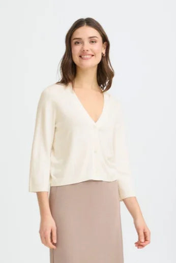 Fransa Mary Car 4 Cardigan In Whisper White