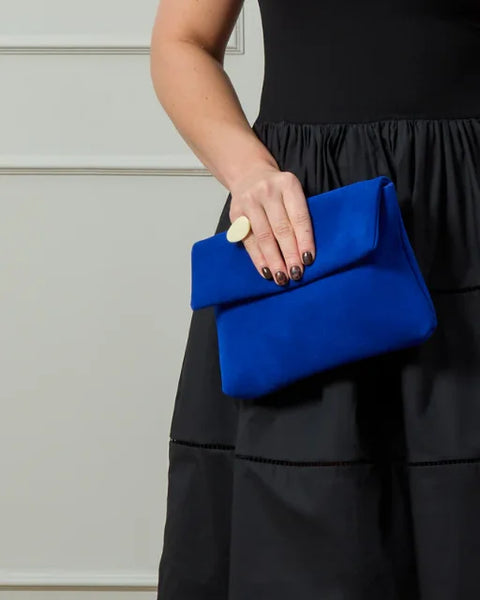 Chalk Mayfair Suede Bag In Cobalt Blue