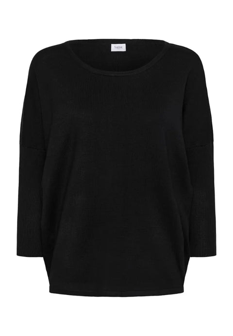 Saint Tropez Mila R-Neck Pullover In Black