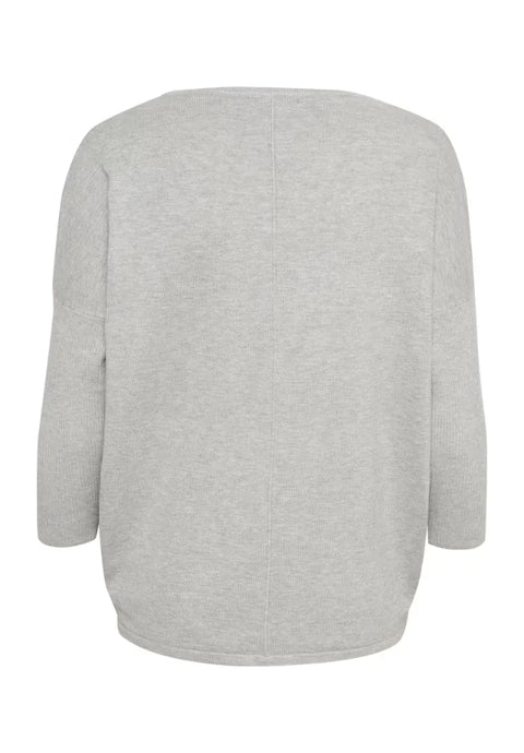 Saint Tropez Mila R-Neck Pullover In Pearl Grey Melange