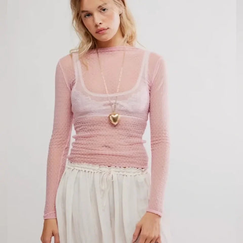 Free People Minding My Business Top In Tickled Pink