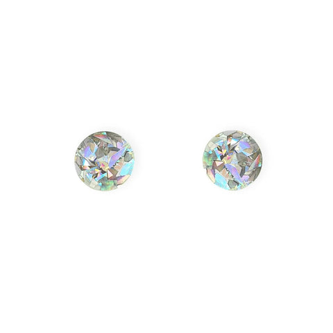 Natalie Owen MINI3 Mini Round Stud Earrings in Silver Sparkle