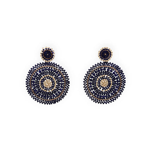 Narratives NLA620 Navy Mix Beaded Circle Drop Earrings