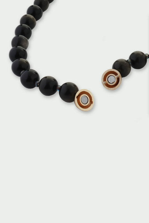 Tutti & Co NE789G Golden Obsidian Small Beaded Necklace