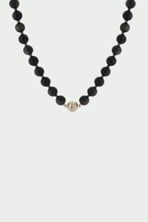 Tutti & Co NE789G Golden Obsidian Small Beaded Necklace