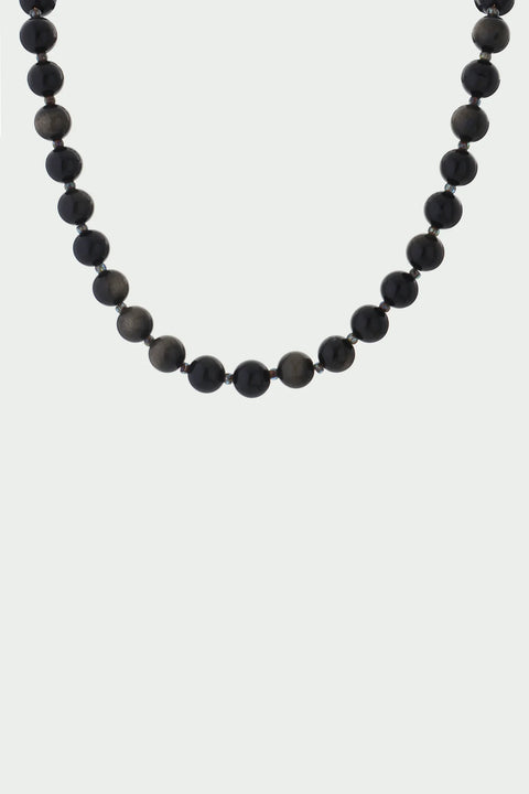 Tutti & Co NE789G Golden Obsidian Small Beaded Necklace