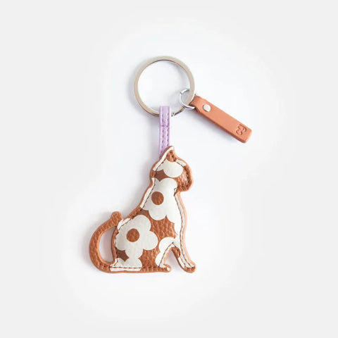 Caroline Gardner Gifts NOV158 Tan/Cream Flower Cat Novelty Keyring
