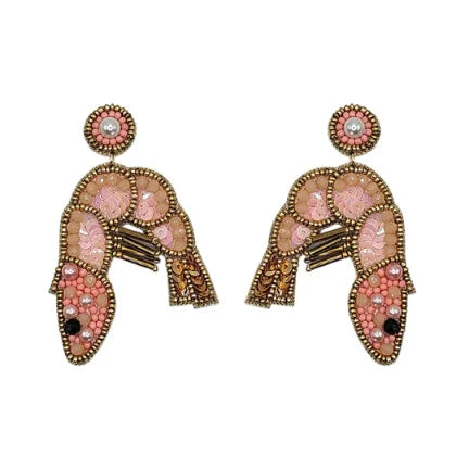 Narratives NTS071 Pink Sequin Prawn Earrings