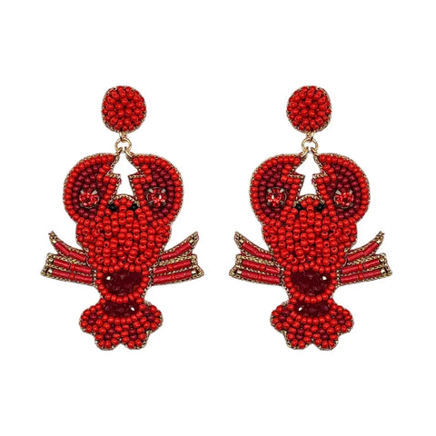 Narratives NTS072 Red Beaded Lobster Earrings
