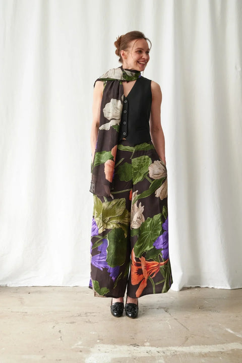 One Hundred Stars Nasturtium Black Scarf