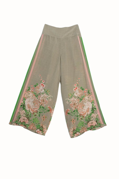 One Hundred Stars Neon Rose Beige Crepe Palazzo Pants