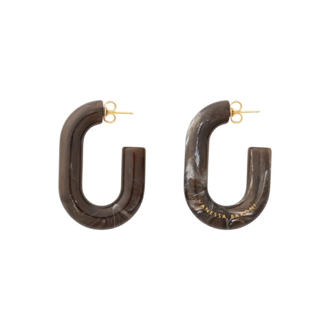 Vanessa Baroni VB2618DBM Oval Earring Dark Brown Marble