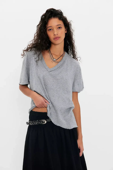 Free People Nina V Tee In Heather Grey