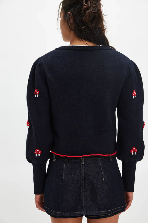 Free People Nonna Knit Cardi In Midnight Bloom Combo