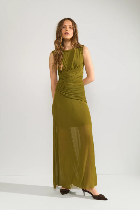Numph Cirri Mesh Dress in Fir Green