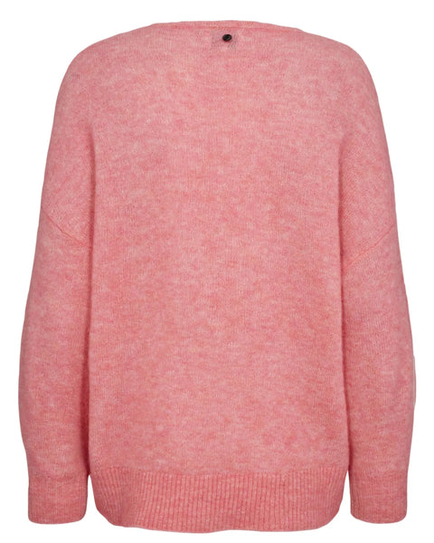Numph Riette V-Neck Pullover  In Pink Lemonade