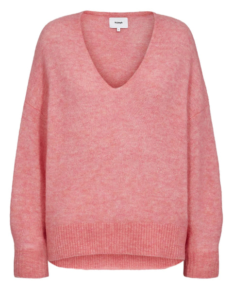 Numph Riette V-Neck Pullover  In Pink Lemonade