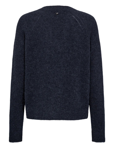 Numph Riette V-Neck Cardigan In Dark Sapphire