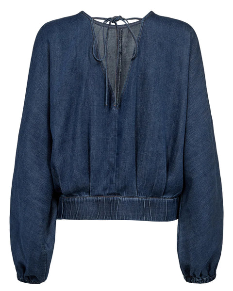 Numph Alona Blouse In Dark Blue Denim