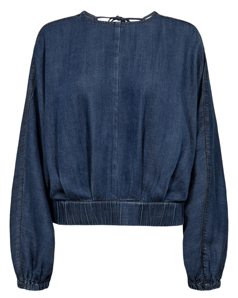 Numph Alona Blouse In Dark Blue Denim
