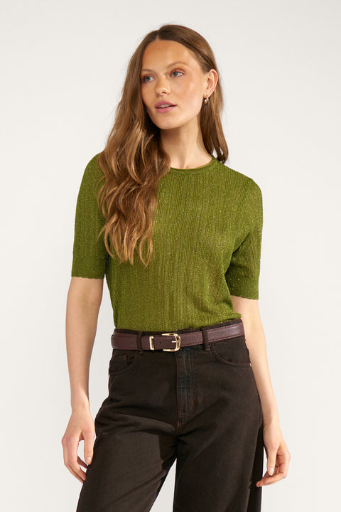 Numph Misla Pullover In Calla Green