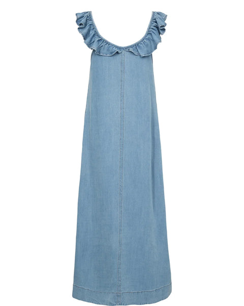Numph Elida Dress In Light Blue Denim