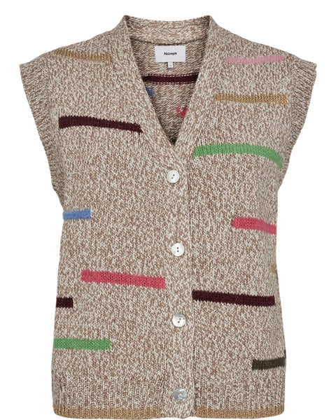 Numph Iga Melange Vest In Medium Grey Mel