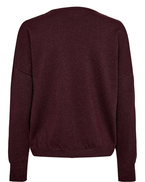 Numph Dayletta Lurex V-Neck Pullover In Fig