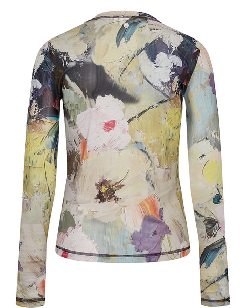 Numph Almia Ls Mesh Top In Forest Green