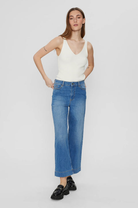 Numph Paris Cropped Jeans In Light Blue Denim