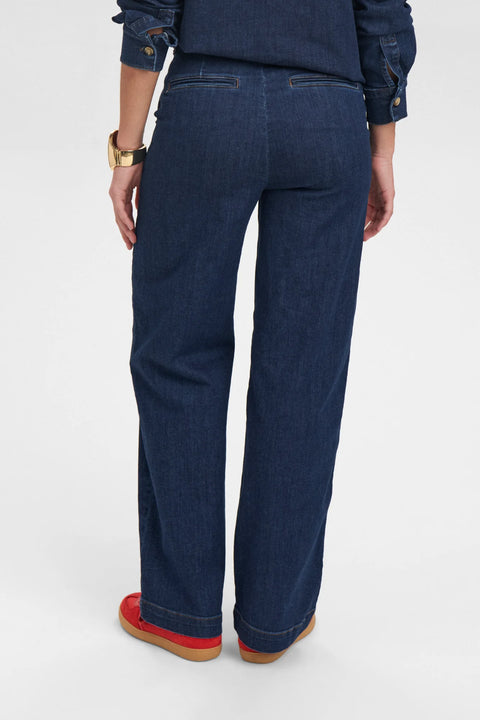 Numph Amber Trousers In Dark Blue Denim