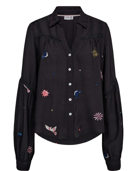 Numph Tekna Shirt In Obsidian