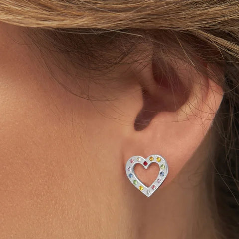 LULU Copenhagen LULU1471 OMG Heart silver plated Ear stud In Rainbow