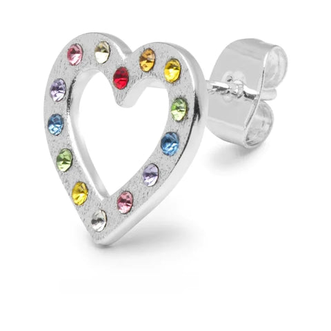 LULU Copenhagen LULU1471 OMG Heart silver plated Ear stud In Rainbow