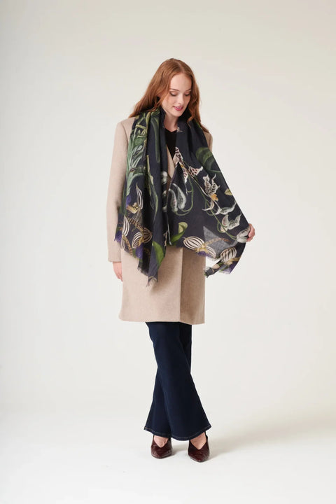 One Hundred Stars Orchid Black Scarf