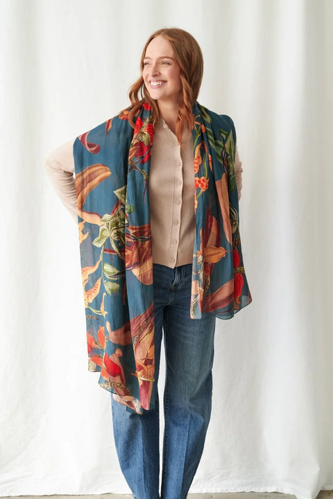 One Hundred Stars Orchid Teal Scarf