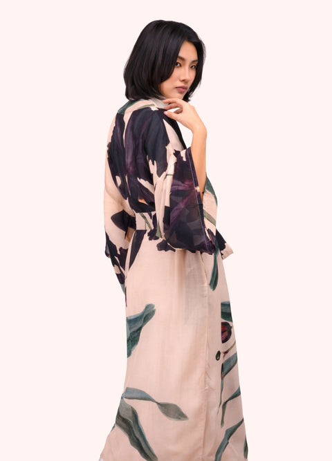 Powder PKG79 Midnight Orchid Long Kimono Gown
