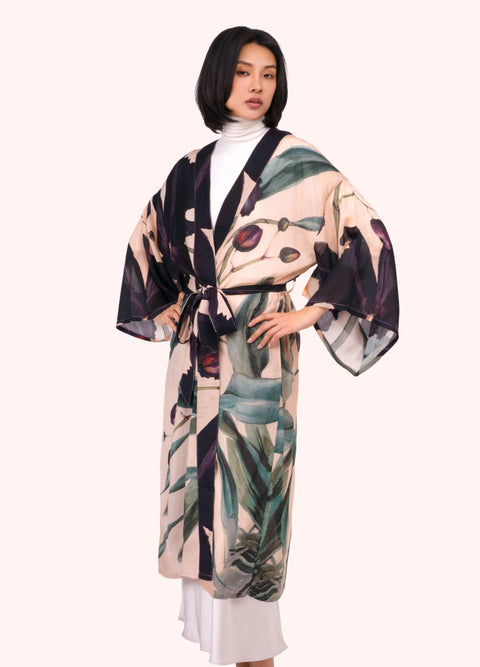 Powder PKG79 Midnight Orchid Long Kimono Gown