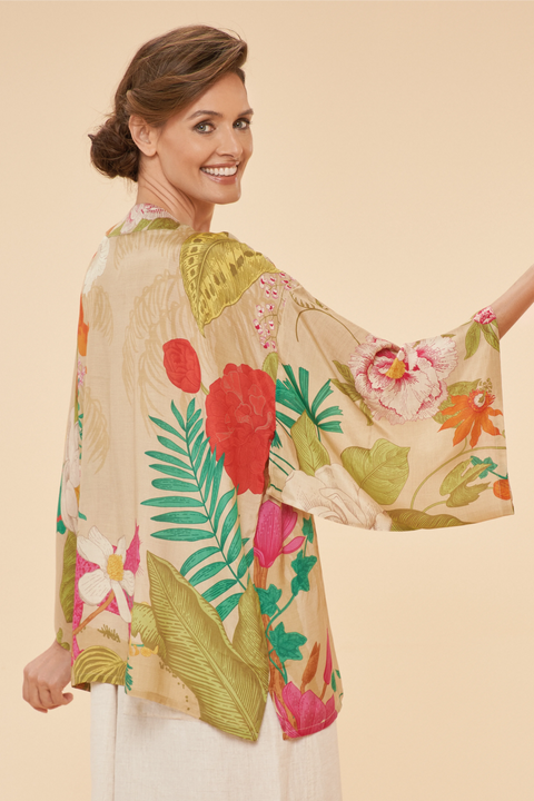 Powder PKJ44 Tropical Flora & Fauna Kimono Jacket - Coconut
